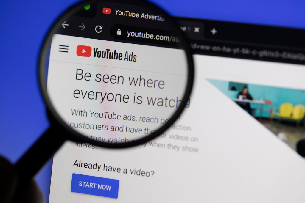 youtube ads page